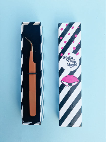 "Make your own magic" - S-Shaped Curved Tweezer with Microfiber Tip